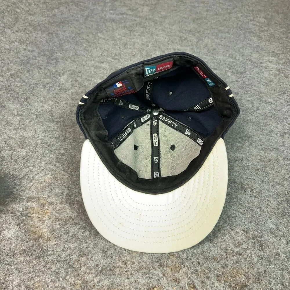 Vtg New York Yankees Mens Hat Cap 7 3/8 Navy White New Era 59Fifty Wool Baseball